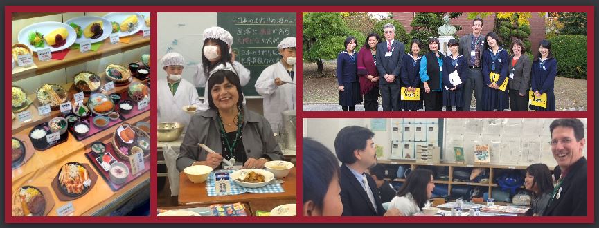four picture showing students and teachers in Japan Project
