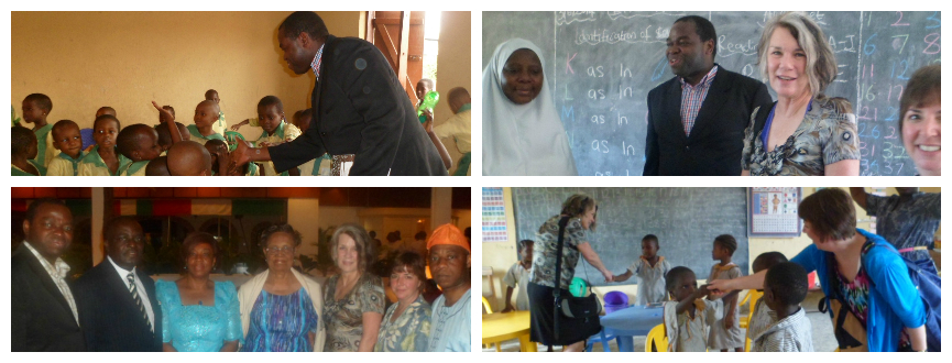 a group of four pictures taken in Nigeria showing classroom kids and teachers.