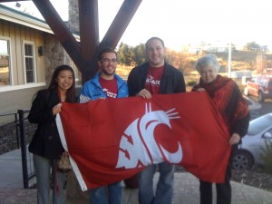 Colin White (third from the left) with two students who received scholarships from his WSU Honors College endowment and former WSU Honors College Dean, Libby Walker (far right).