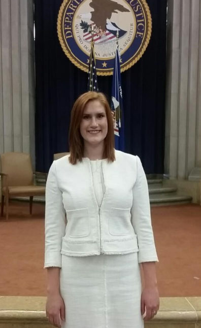 Photo of Stephanie Logan at the Department of Justice in Washington, D.C.